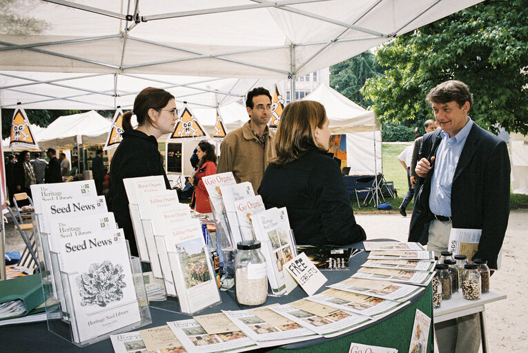 Farmers in the Leopold Park near the European Parliament in Brussels