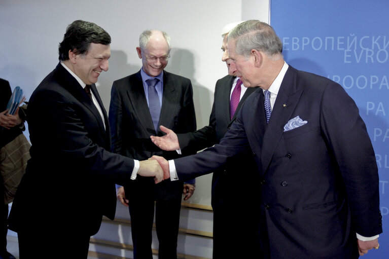 Fotografie 6: Welcoming of HRH Prince Charles, Prince of Wales by Jerzy Buzek, Herman Van Rompuy and José Manuel Barroso