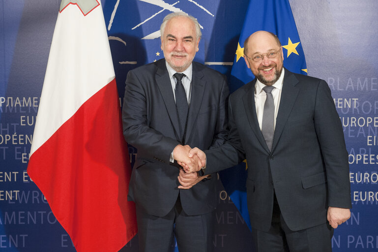 Fotagrafa 5: Martin SCHULZ - EP President meets with Louis GRECH, Deputy Prime Minister and Minister for European Affairs of Malta.