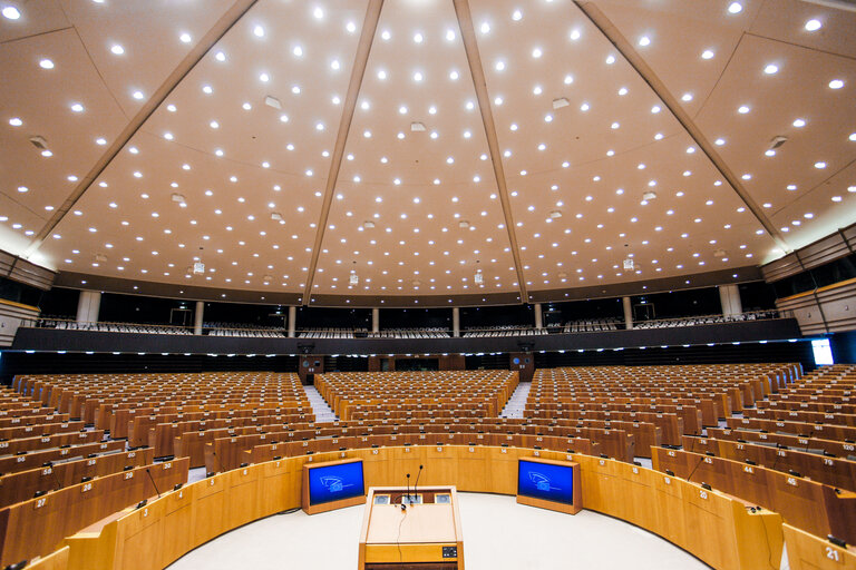 Fotografie 6: Plenary in the headquarters of the European Parliament in Brussels. Inside view