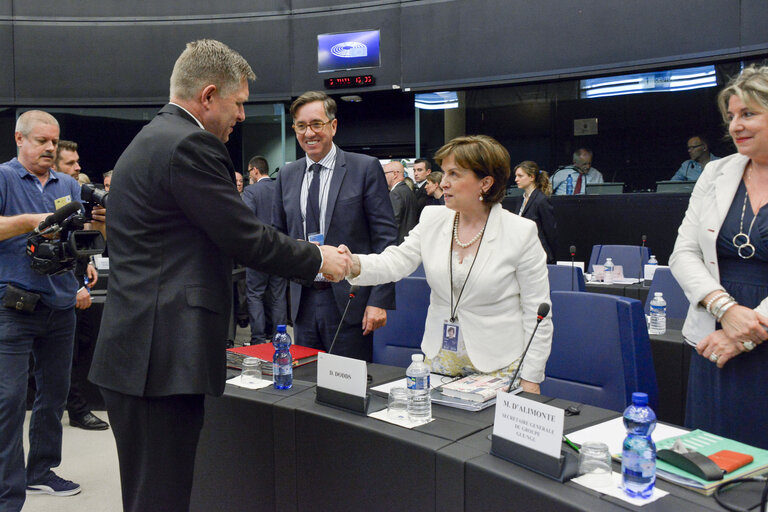 Official visit of Slovak Prime Minister to the European Parliament in Strasbourg. Conference of Presidents in the presence of the Slovak Prime Minister