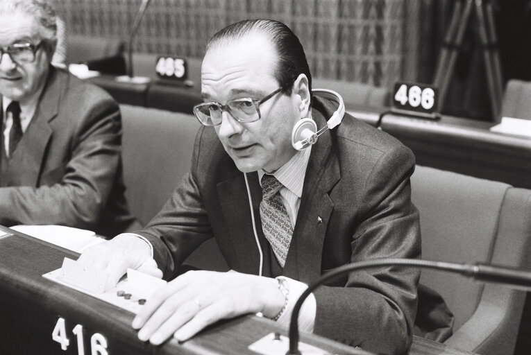 The MEP Jacques CHIRAC during a session in Strasbourg in March 1980.