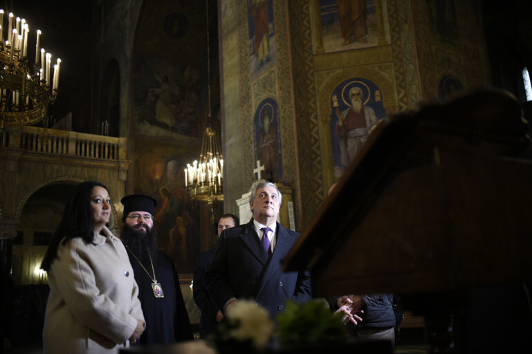 EP President Tajani visit to Sofia - Visit of the  ' Alexander Nevsky ' cathedral in Sofia