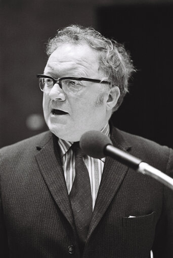 The Lord Albert MURRAY OF GRAVESEND during a session in Luxembourg in February 1977