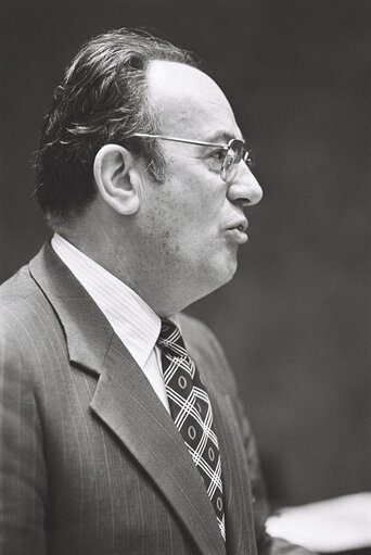 Michel COINTAT MEP during a plenary session in Luxembourg in March 1977