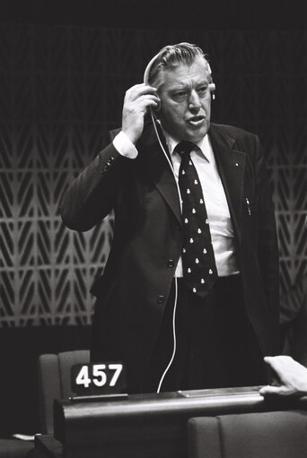 The MEP Ian R.K. PAISLEY during a session in Strasbourg in September 1979.