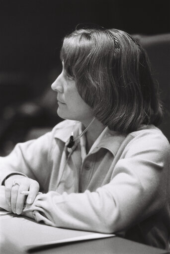 The European Parliament Vice President Danielle DE MARCH during a session in Strasbourg in October 1979.