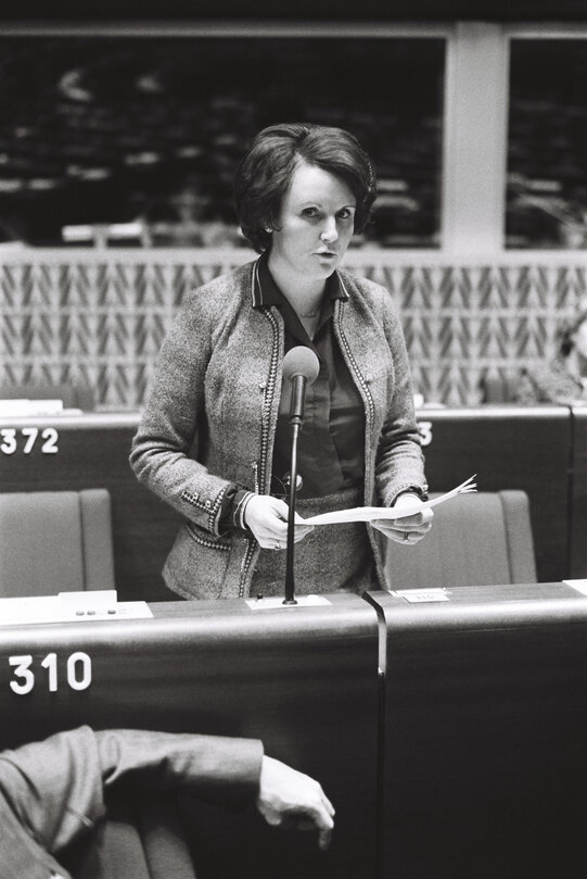 The MEP Simone MARTIN during a session in Strasbourg in March 1980.