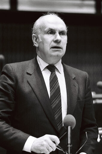 The MEP Gilles MARTINET during a session in Strasbourg in January 1981.