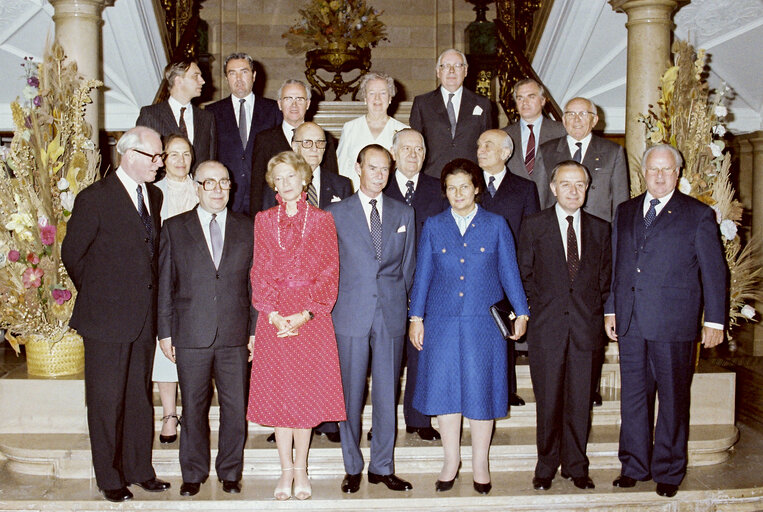 Simone VEIL, President of the EP and Jean, Grand Duke of Luxembourg, meet with the Presidents of the National Parliaments in Luxembourg.