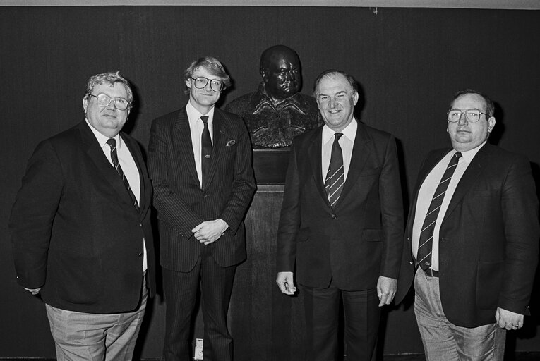 Lord Henry PLUMB MEP with guests in Strasbourg in December 1985