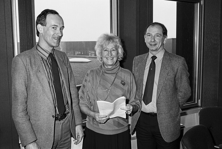 MEP Winifred M. EWING in her office with her assistants in December 1985