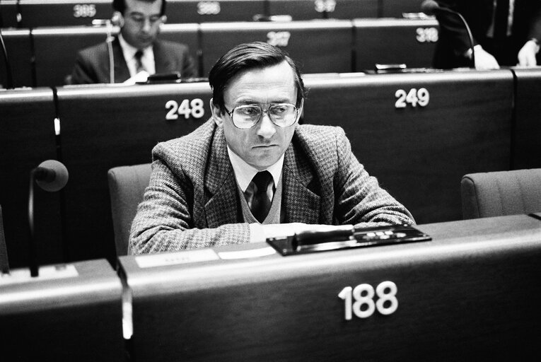 The delegue Jose Manuel DUARTE CENDAN during a session in Strasbourg in January 1986.