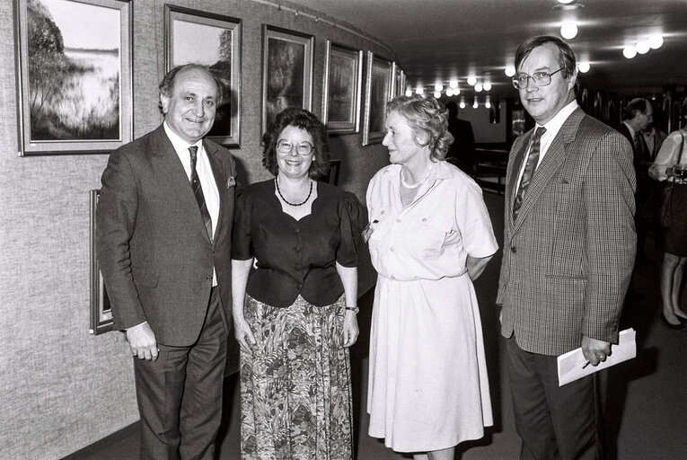 The Irish Minister for Foreign Affairs at the opening of an exhibition by Angela WOULFE