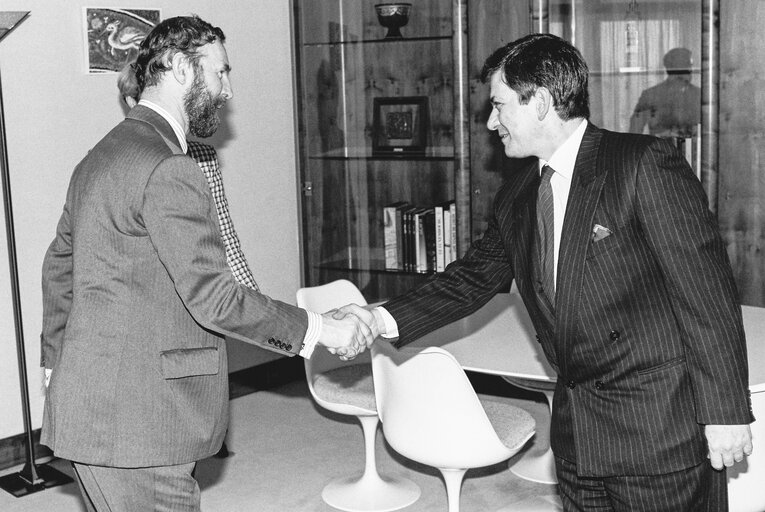 Enrique BARON CRESPO - EP President meet with MEP George Benjamin PATTERSON and guest at the European Parliament in Strasbourg