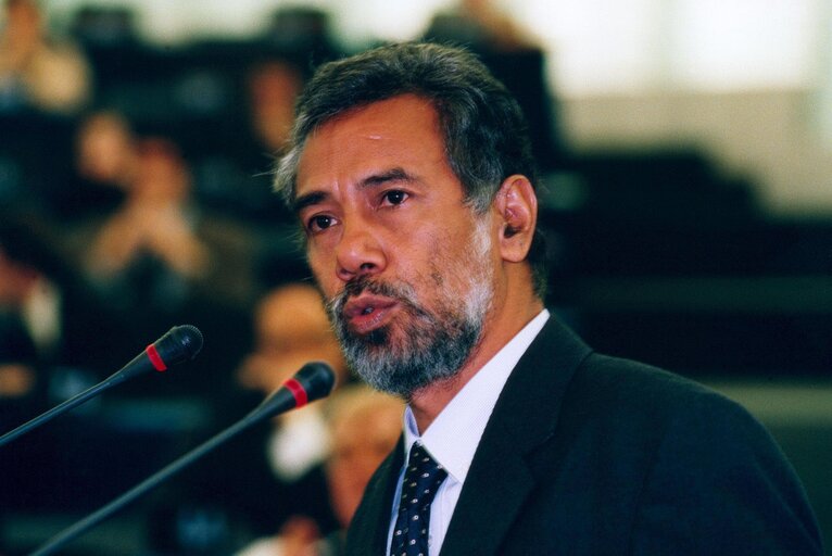 The Leader of the East Timor independence mouvement received the Sakharov Prize for Freedom of Thought at the EP in Strasbourg.