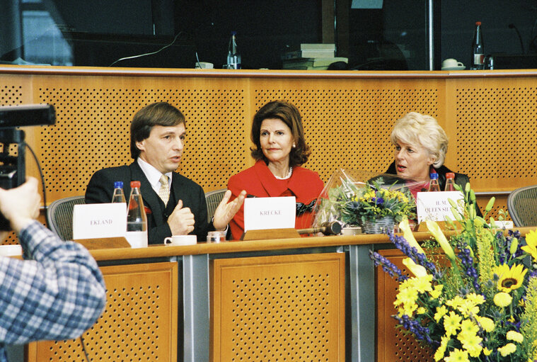 Visit of Queen Silvia of Sweden at the European Parliament in Brussels