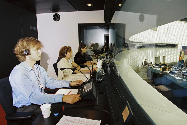 interpreters at the European Parliament in Strasbourg