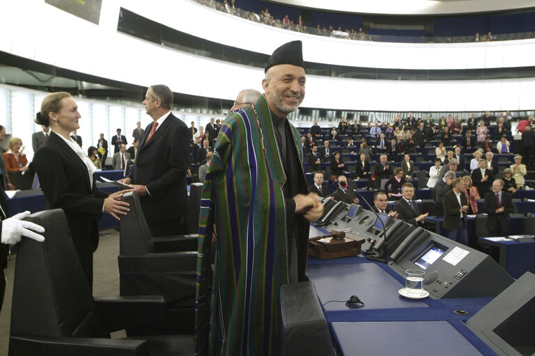 The President of Afghanistan at the plenary session of the EP in Strasbourg.