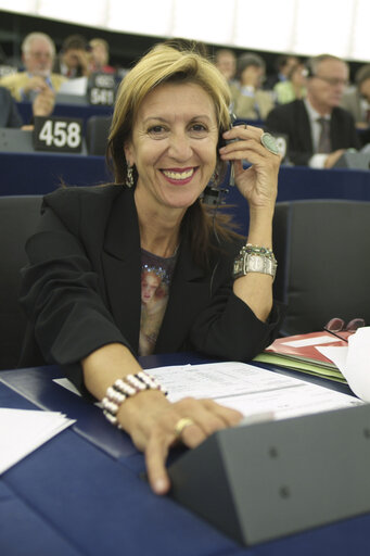 Rosa DIEZ GONZALEZ in plenary session in Strasbourg.