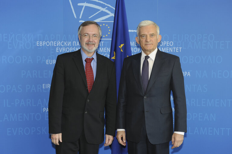 Jerzy BUZEK, EP President, meets with Werner HOYER, Minister of State of the Federal Foreign Office of Germany