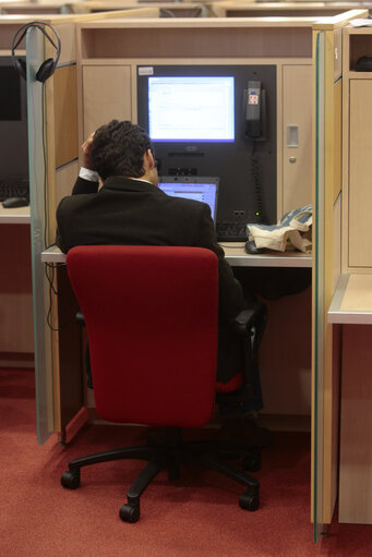 Pressroom of the European Parliament in Brussels