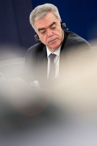 Dimitris KOURKOULAS Deputy Minister of Foreign Affairs in Plenary session week 09 2014 in Strasbourg