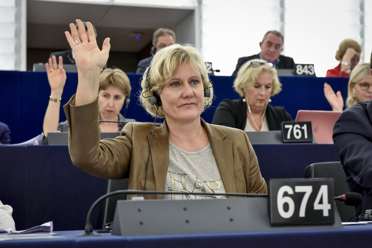 Nadine MORANO in plenary session week 43 2017 in Strasbourg