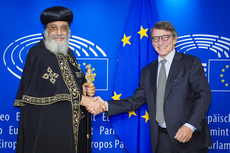 David SASSOLI, EP President meets His Holiness Pope Tawadros II, the Pope of Alexandria