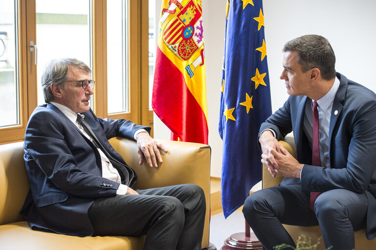 David SASSOLI, EP President meets with Pedro SANCHEZ, Prime Minister of Spain