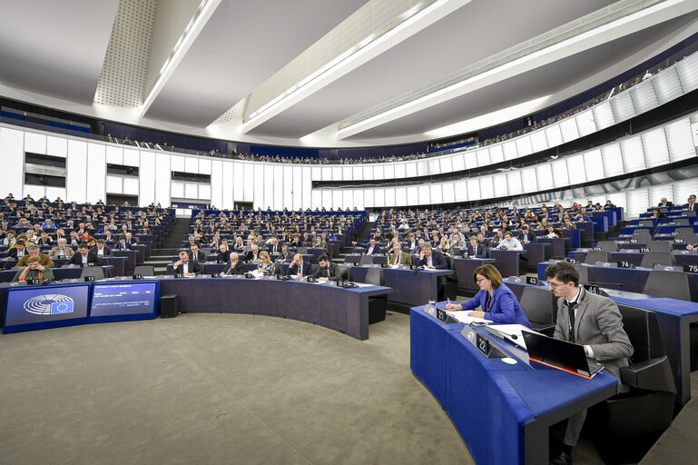 General view on the plenary chamber taken from the tribune in Strasbourg