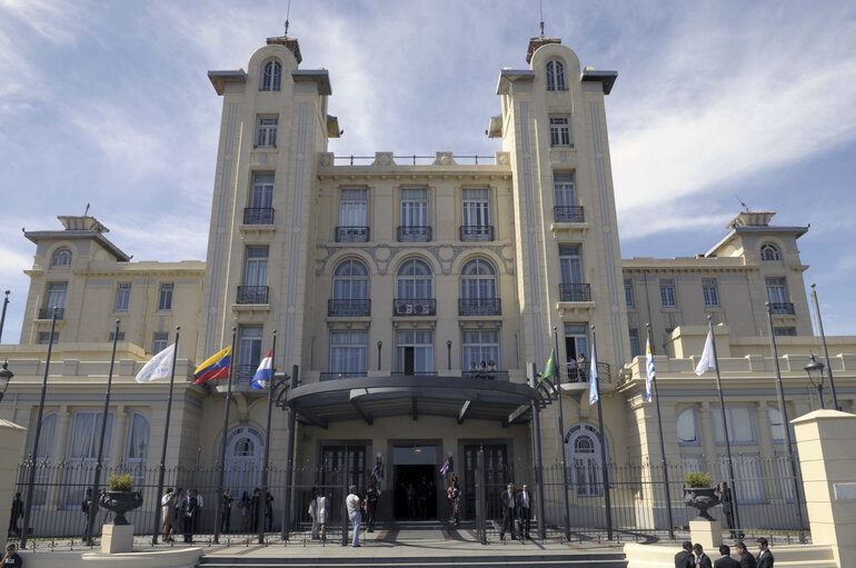 General view of the Mercosur headquarters in Montevideo on December 20, 2011, during the XLII Mercosur Summit.