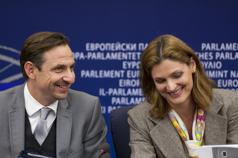 Fotografie 7: Press conference of MEPs Ramona Manescu and Jorgos Chatzimarkakis about problems and solutions in spending European Union cohesion policy