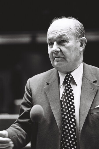 Lucien MARTENS MEP during a plenary session in Luxembourg in March 1977