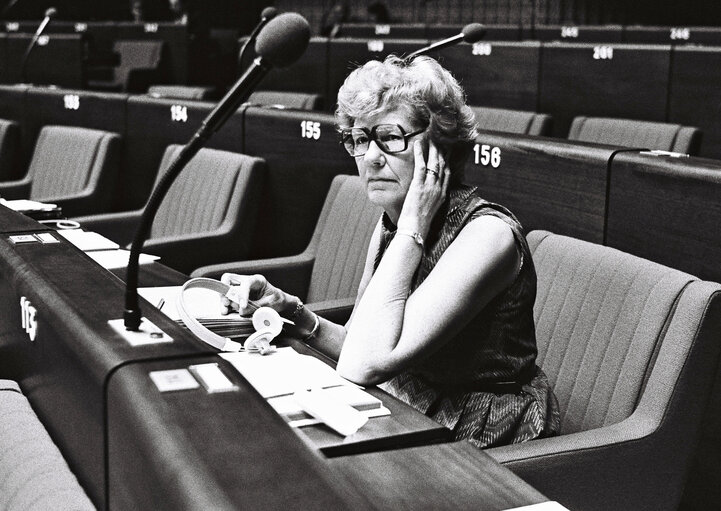 Plenary session - Member of the European Parliament, during a session in June 1977.