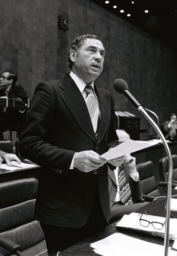 The delegue Gerard BORDU during a session in Luxembourg in April 1978.