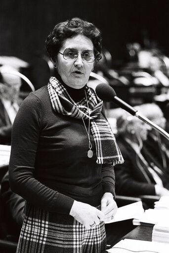 The delegue Karen DAHLERUP during a session in Luxembourg in December 1978.