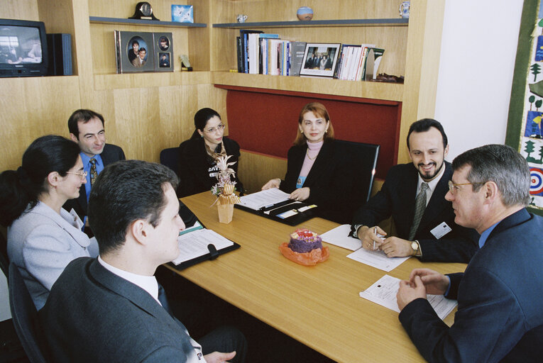 Working meeting inside the office of MEP David MARTIN in Strasbourg