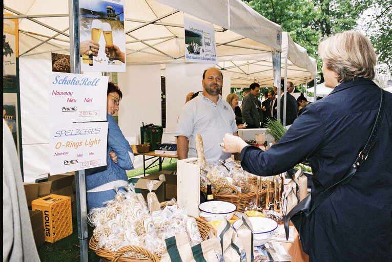 Farmers in the Leopold Park near the European Parliament in Brussels