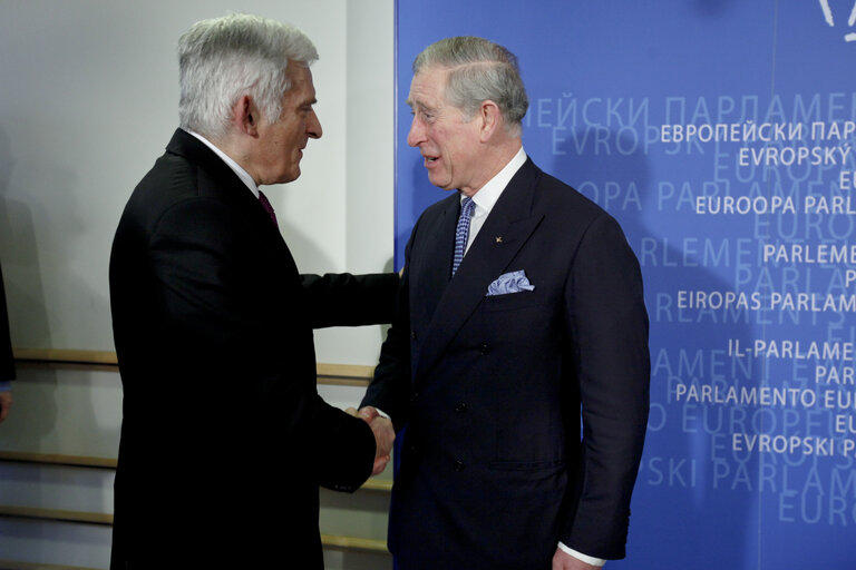 Fotografie 8: Welcoming of HRH Prince Charles, Prince of Wales by Jerzy Buzek, Herman Van Rompuy and José Manuel Barroso