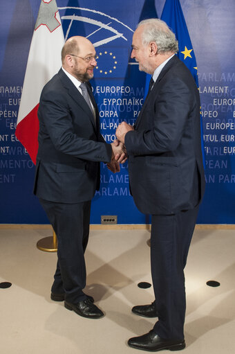 Fotagrafa 4: Martin SCHULZ - EP President meets with Louis GRECH, Deputy Prime Minister and Minister for European Affairs of Malta.