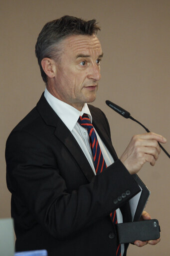 Foto 12: Press point with Martin SCHULZ - EP President on the 'banking union'