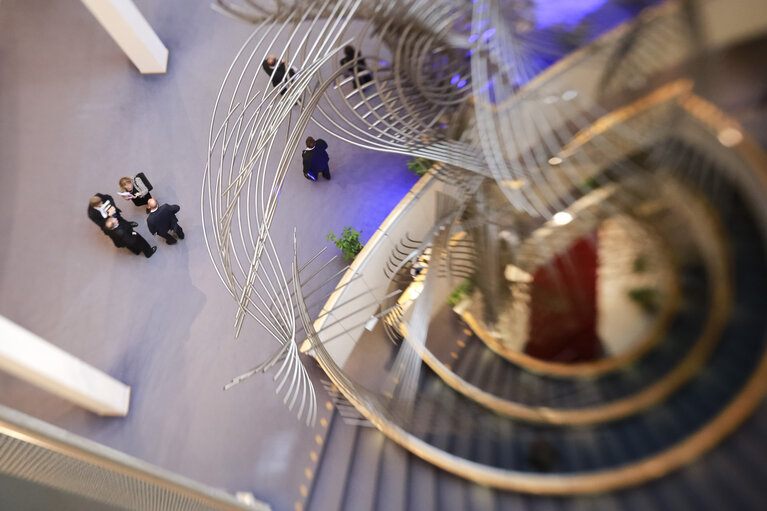 Confluence Sculpture by Strebelle at the European Parliament in Brussels