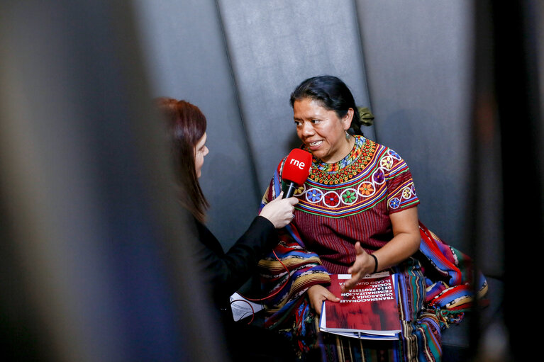 Foto 3: Interview of Auro Lolita CHAVEZ IXCAQUIC, finalist of Sakharov prize 2017 in Strasbourg