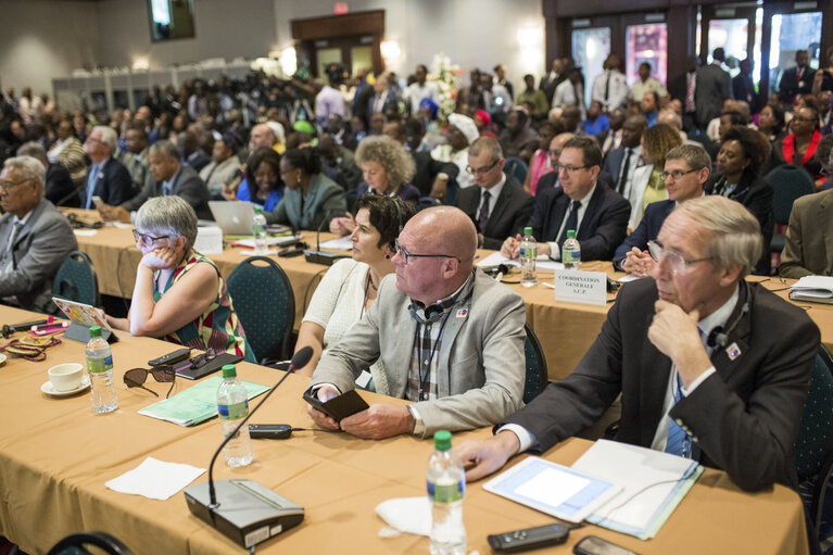 Nuotrauka 11: Partial view of the room during the remarks during the official ceremony during the 34th Session of the ACP-EU Joint Parliamentary Assembly.The opening of the 48th ACP Parliamentary Assembly in PÈtion-ville, Haiti, bringing together representatives of the African, Caribbean and Pacific (ACP) States and the 34th Session of the ACP-EU Joint Parliamentary Assembly. Port Prince, Haiti, December 18, 2017.