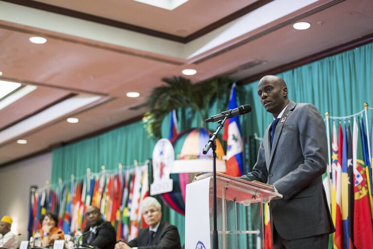 Nuotrauka 6: Jovenel Moïse (President of the Republic of Haiti) during his special address in the 34th Session of the ACP-EU Joint Parliamentary Assembly.The opening of the 48th ACP Parliamentary Assembly in PÈtion-ville, Haiti, bringing together representatives of the African, Caribbean and Pacific (ACP) States and the 34th Session of the ACP-EU Joint Parliamentary Assembly. Port Prince, Haiti, December 18, 2017