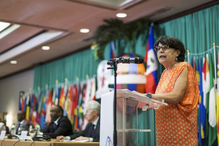 Nuotrauka 7: Michele Rivasi (ACP-EU Acting Co-President) during her ceremonial address at the opening ceremony in the 34th Session of the ACP-EU Joint Parliamentary Assembly.The opening of the 48th ACP Parliamentary Assembly in PÈtion-ville, Haiti, bringing together representatives of the African, Caribbean and Pacific (ACP) States and the 34th Session of the ACP-EU Joint Parliamentary Assembly. Port Prince, Haiti, December 18, 2017