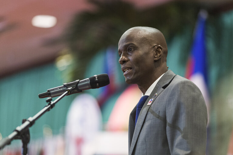 Nuotrauka 5: Jovenel Moïse (President of the Republic of Haiti) during his special address in the 34th Session of the ACP-EU Joint Parliamentary Assembly.The opening of the 48th ACP Parliamentary Assembly in PÈtion-ville, Haiti, bringing together representatives of the African, Caribbean and Pacific (ACP) States and the 34th Session of the ACP-EU Joint Parliamentary Assembly. Port Prince, Haiti, December 18, 2017