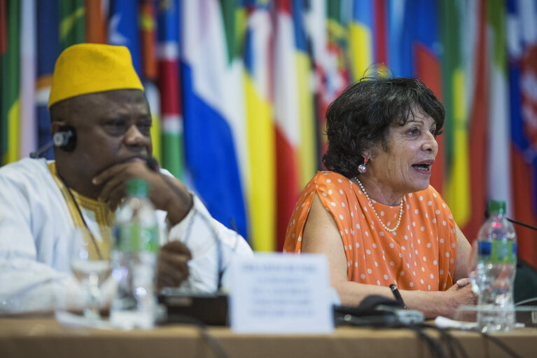 Nuotrauka 8: Michele Rivasi (Acting Co-President ACP-EU) in a press conference after the opening ceremony. The opening of the 48th ACP Parliamentary Assembly in PÈtion-ville, Haiti, bringing together representatives of the African, Caribbean and Pacific (ACP) States and the 34th Session of the ACP-EU Joint Parliamentary Assembly. Port Prince, Haiti, December 18, 2017