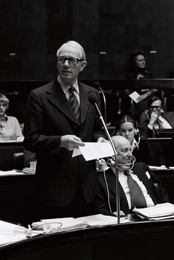 Knud Borge ANDERSEN, President of the Council of Ministers, during a session in Luxembourg on May 1978.